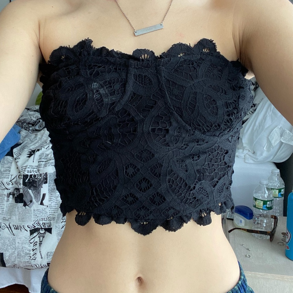 black lace tube top from free people